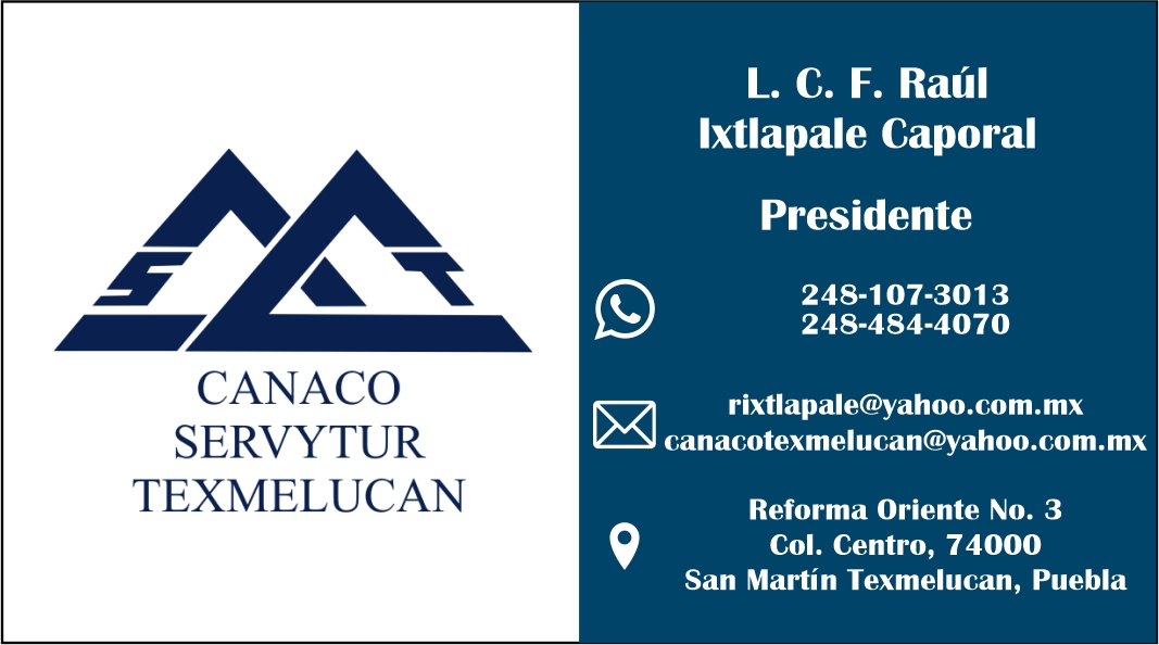 president business card canaco texmelucan - tarjeta de presentacion de preidente canaco texmelucan